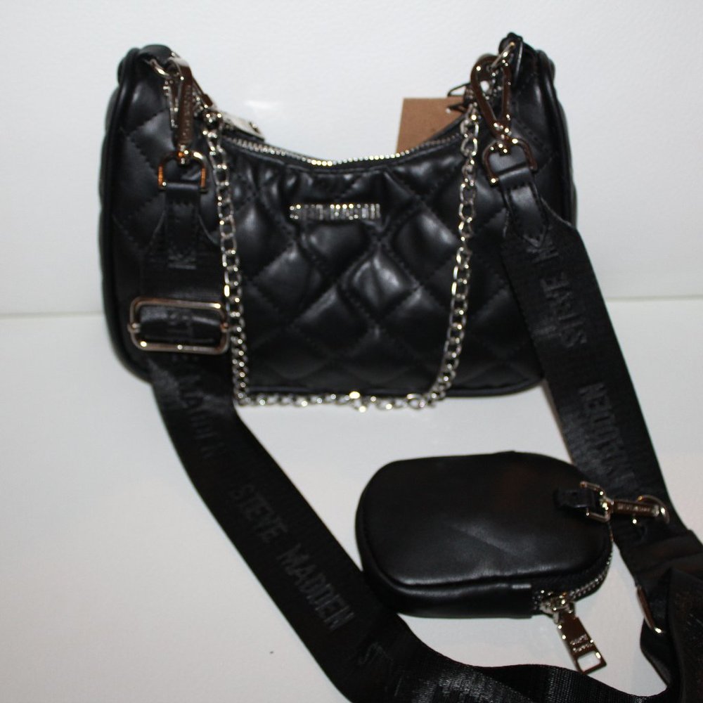 NWT STEVE MADDEN BTAMELA CROSSBODY BAG SHOULDER PURSE TOP HANDLE BLACK